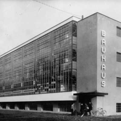 Exterior of the Bauhaus school of applied at Dessau, designed by Walter Gropius in 1926, photo by General Photographic Agency/Getty Images