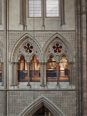 View of the Queen’s Diamond Jubilee Galleries, located in the triforium at Westminster Abbey, London.