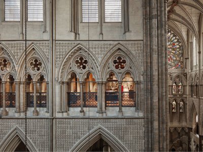 View of the Queen’s Diamond Jubilee Galleries, located in the triforium at Westminster Abbey, London.