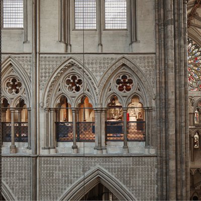 View of the Queen’s Diamond Jubilee Galleries, located in the triforium at Westminster Abbey, London.