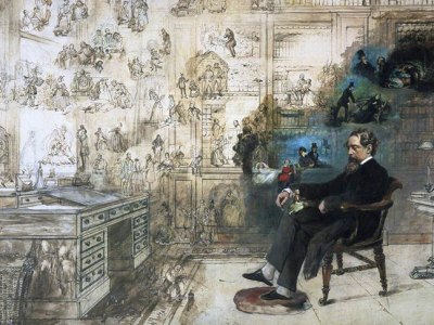 Dickens’s Dream (detail; 1875), Robert William Buss.