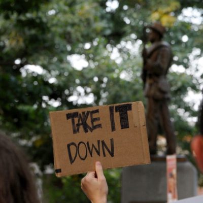 Protests against the statue of ‘Silent Sam’ on the campus of the University of North Carolina at Chapel Hill, August 2017.