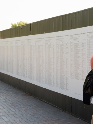 'The List', before its defacement. Credit: Liverpool Biennial/Mark McNulty.