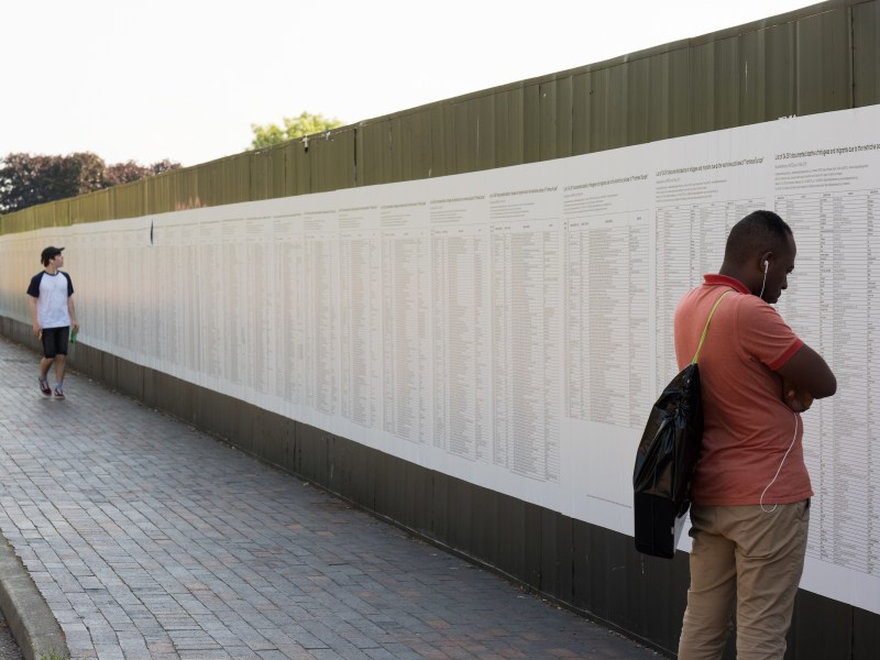 'The List', before its defacement. Credit: Liverpool Biennial/Mark McNulty.