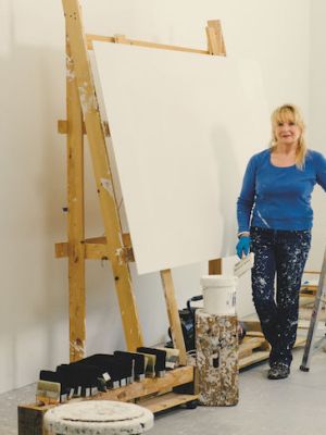 Mary Corse (b. 1945) photographed in her studio in Topanga Canyon, California