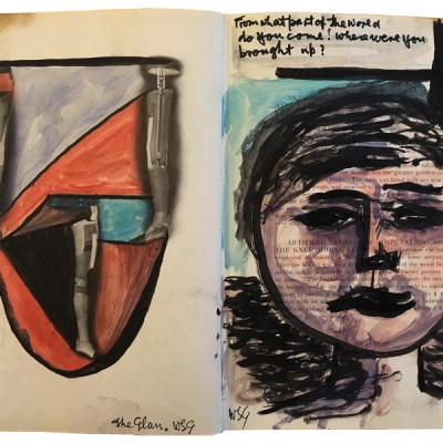 Drawings by W.S. Graham over the pages of Artificial Limbs: For Use After Amputation and Congenital Deficiencies by F.G. Ernst (1923).