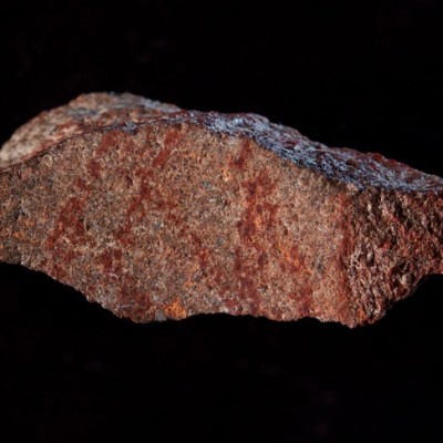 The drawing found in Blombos Cave, South Africa.