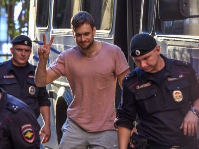 Pussy Riot member Pyotr Verzilov in Moscow on 31 July 2018.