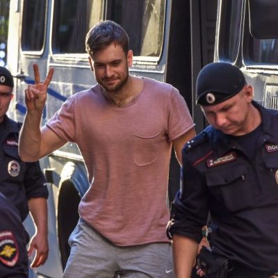 Pussy Riot member Pyotr Verzilov in Moscow on 31 July 2018.