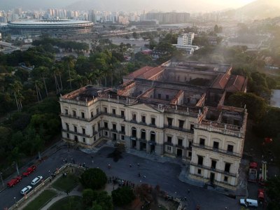 The National Museum of Brazil in Rio de Janeiro, photographed on 3 September 2018, a day after a fire devastated the building.
