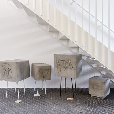 Flock of sheep (2017), Judith Hopf. Installation view of ‘Knock Knock’ at the South London Gallery, 2018.