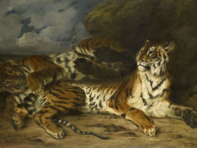 Young Tiger Playing with its Mother, (1830–31), Eugène Delacroix. Musée du Louvre.