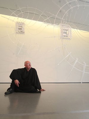 Cerith Wyn Evans in front of his work Composition for 37 flutes (in two parts), 2018; Photo: © Danny Lawson/PA Wire