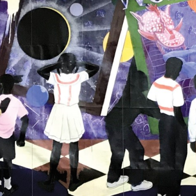 Knowledge and Wonder (1995) (detail) by Kerry James Marshall.