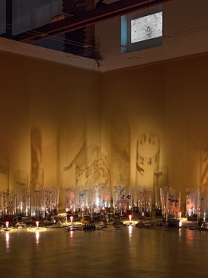 Installation view of ‘The Tables Have Turned’ (2008) by Nalini Malini at Castello di Rivoli Museo d’Arte Contemporanea, Rivoli-Torino in 2018.