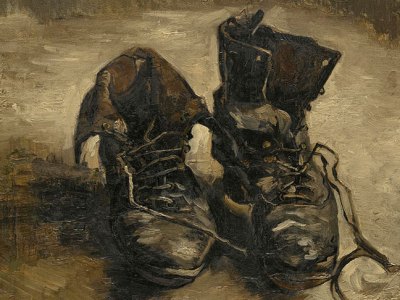 Shoes (detail; 1886), Vincent van Gogh.