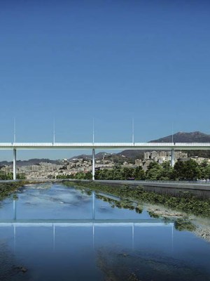 Rendering of Renzo Piano’s design for a new bridge in Genoa.