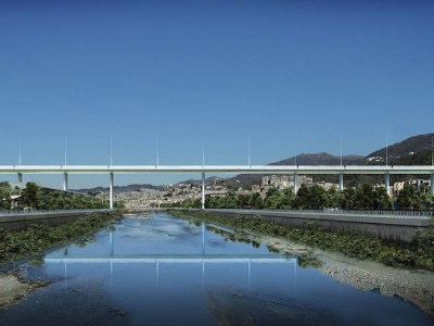 Rendering of Renzo Piano’s design for a new bridge in Genoa.