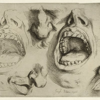 Studies of the Nose and Mouth (c. 1622), Jusepe de Ribera.