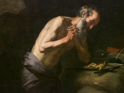 The Penitent Saint Jerome (detail; c. 1650), Bartolomé Esteban Murillo. Museo del Prado