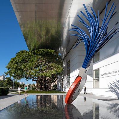 Typewriter Eraser, Scale X (1999) by Claes Oldenburg and Coosje Van Bruggen, installed at the Norton Museum of Art, West Palm Beach.