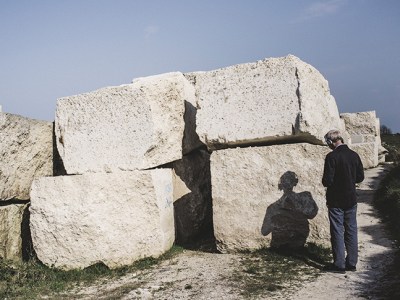 End Matter (2015), Katrina Palmer. A visitor listens as they are guided around the Isle of Portland.