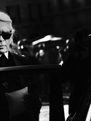Karl Lagerfeld photographed at the Palazzo Vecchio in 2015.