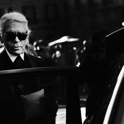 Karl Lagerfeld photographed at the Palazzo Vecchio in 2015.