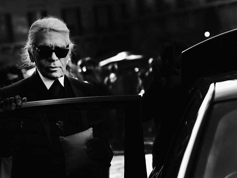 Karl Lagerfeld photographed at the Palazzo Vecchio in 2015.