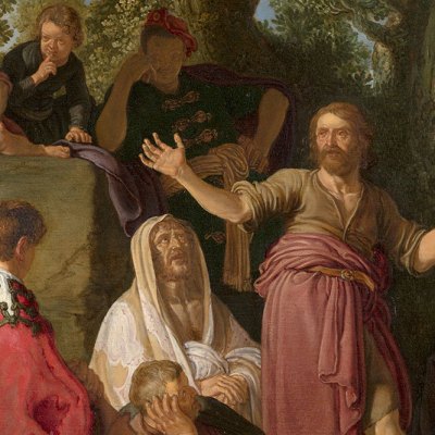 St John the Baptist Preaching (detail; 1627), Pieter Lastman.