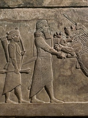The Royal Lion Hunt (detail), 645–640 BC, from the North Palace, Nineveh, Iraq. British Museum, London, Photo: © The Trustees of the British Museum