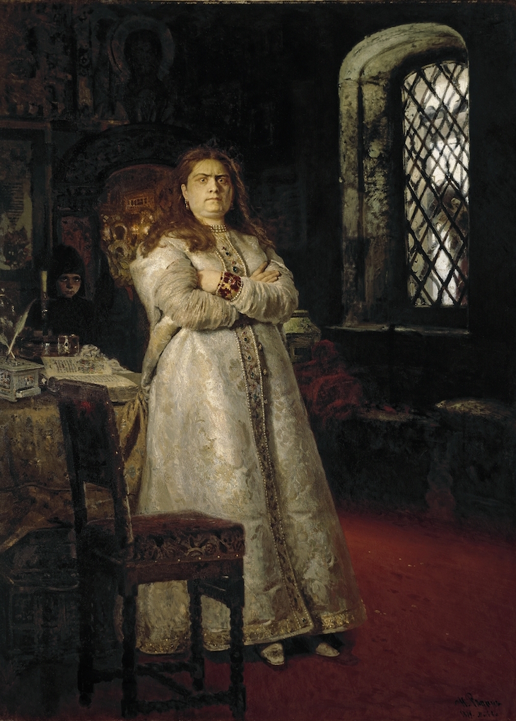 Princess Sofia Alexeyevna a Year after her Incarceration in the Novodevichy Convent during the Execution of the Streltsys and the Torturing of All Her Servants in 1698, Repin