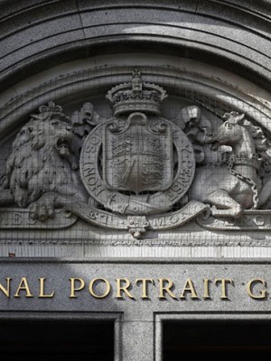 The entrance to the National Portrait Gallery, London in summer 2018.