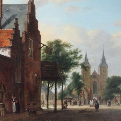View of a Dutch Square (detail; c. 1700), Jan van der Heyden.