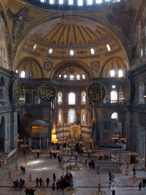 Inside the Hagia Sophia Museum in Istanbul.