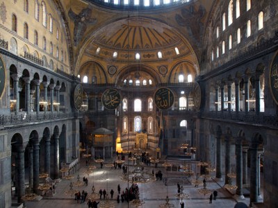 Inside the Hagia Sophia Museum in Istanbul.