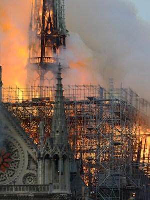 Notre-Dame Cathedral on fire, 15 April 2019.