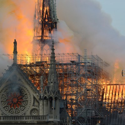 Notre-Dame Cathedral on fire, 15 April 2019.