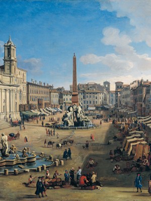 Piazza Navona (detail; 1699), Caspar van Wittel. Carmen Thyssen-Bornemisza Collection, on loan to the Museo Nacional Thyssen-Bornemisza, Madrid