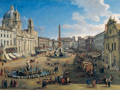 Piazza Navona (detail; 1699), Caspar van Wittel. Carmen Thyssen-Bornemisza Collection, on loan to the Museo Nacional Thyssen-Bornemisza, Madrid