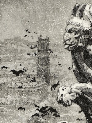 The Vampire of Notre-Dame, plate nine from Le Long de la Seine et des Boulevards (1890/1910), Louis Auguste Lepère, published by A. Desmoulins.