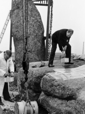 Archaeological excavations at Stonehenge in 1958.