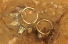 Drinking vessels with decorated gold neck in-situ.