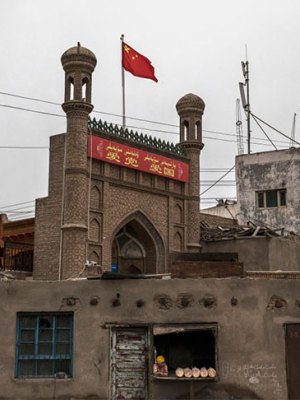 A mosque closed by authorities in Kashgar, Xinjiang province, photographed on 28 June 2017.