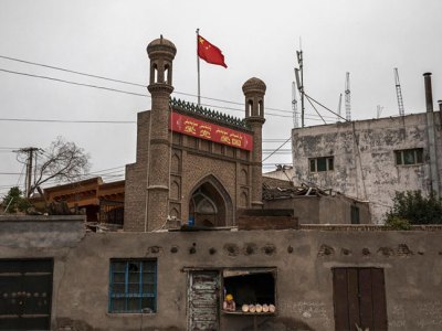 A mosque closed by authorities in Kashgar, Xinjiang province, photographed on 28 June 2017.