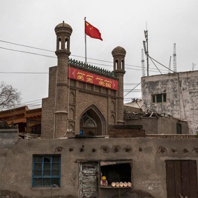 A mosque closed by authorities in Kashgar, Xinjiang province, photographed on 28 June 2017.