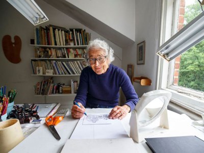 Judith Kerr (1923–2019) at her home in west London in 2018.
