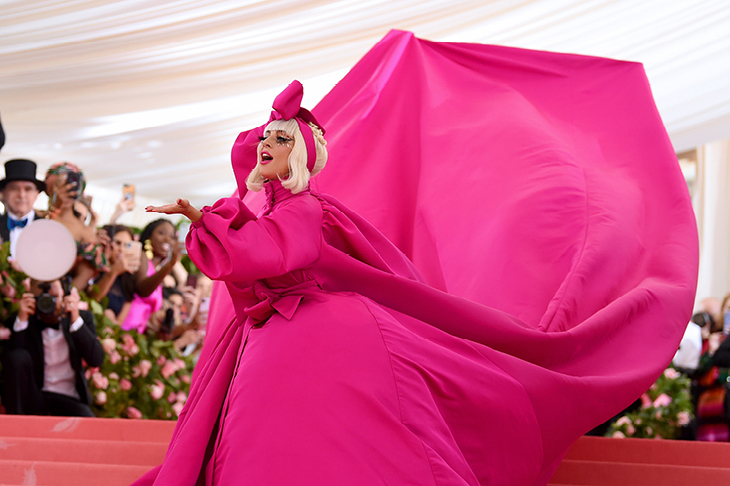 lady gaga peacock dress Lady Gaga Wore Project Runway Judge Brandon Maxwell's Dress 2019 Oscars