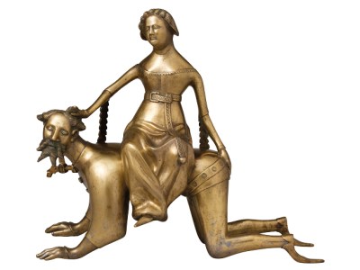 Aquamanile in the form of Aristotle and Phyllis, late 14th century/15th century, South Netherlandish, Metropolitan Museum of Art, New York