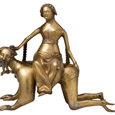 Aquamanile in the form of Aristotle and Phyllis, late 14th century/15th century, South Netherlandish, Metropolitan Museum of Art, New York